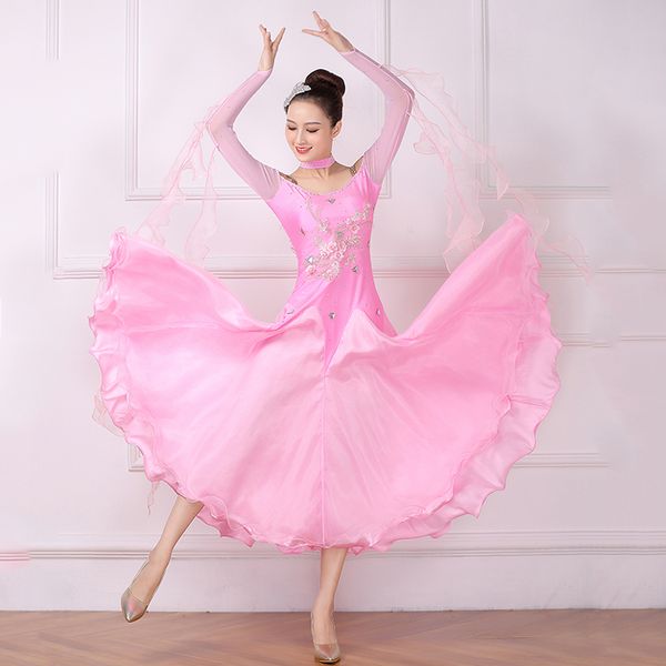 

pink ballroom dance dresses waltz dress social dance dress lyrical costume ball swing for ballroom dancing, Black;red