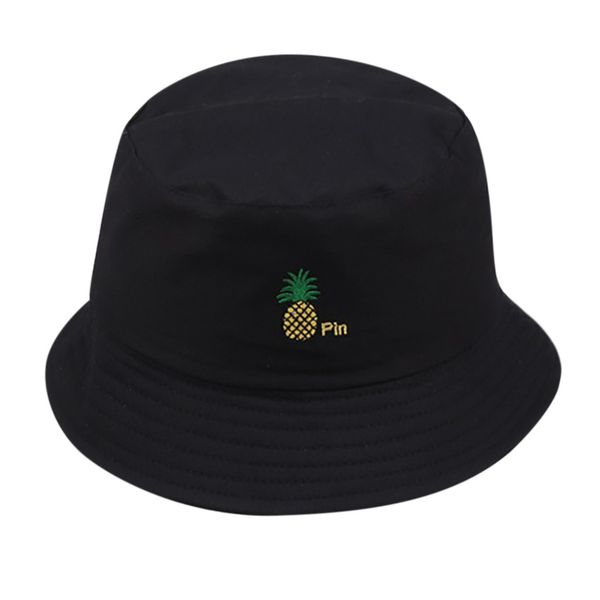 

pineappleembroidered bucket hat beach sun hat street foldable fisherman caps men woman outdoor hats #t1p, Blue;gray