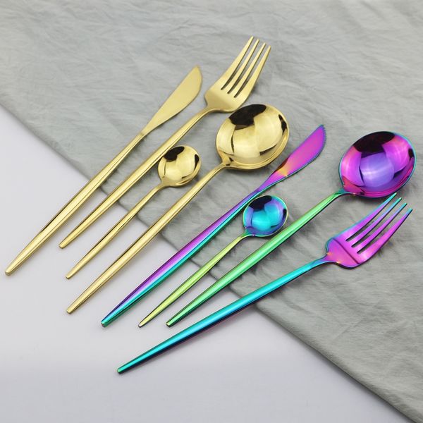 

16pcs/set dinnerware set gold cutlery set 18/10 stainless steel flatware set knife fork spoon kitchen party tableware silverware
