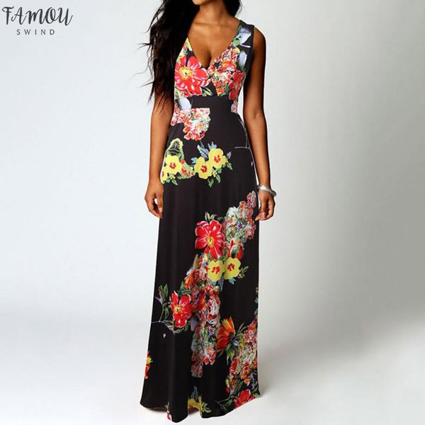

платье женщин boho maxi summer beach long платье без рукавов оболочки коктейль цветочные платья женщин jul20, Black;gray