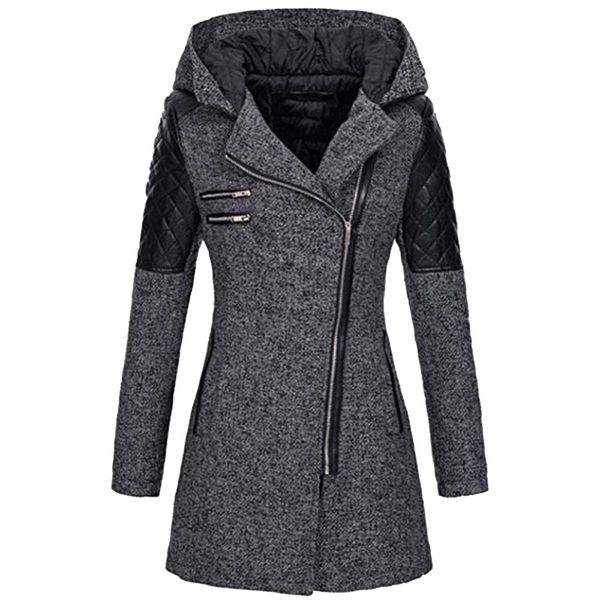 

new 2019 women warm slim jacket thick overcoat winter outwear hooded zipper coat jacket for women manteau femme, Black