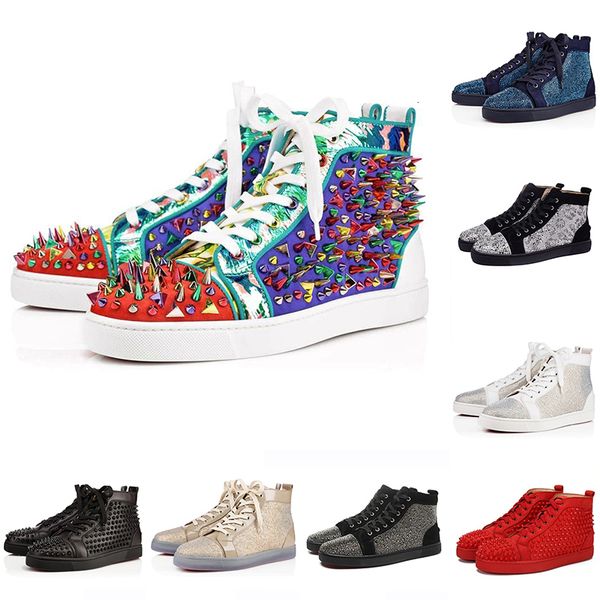 

роскошные высочайшее качество ace дизайнерский бренд red bottom шипованные шипы квартиры обувь мужчины женщины мода high cut многоцветный па