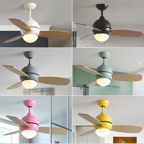 

36 inch nordic lovely macaron led ceiling fan light creative kitchen kid 's room decro fan light bar dining room lights