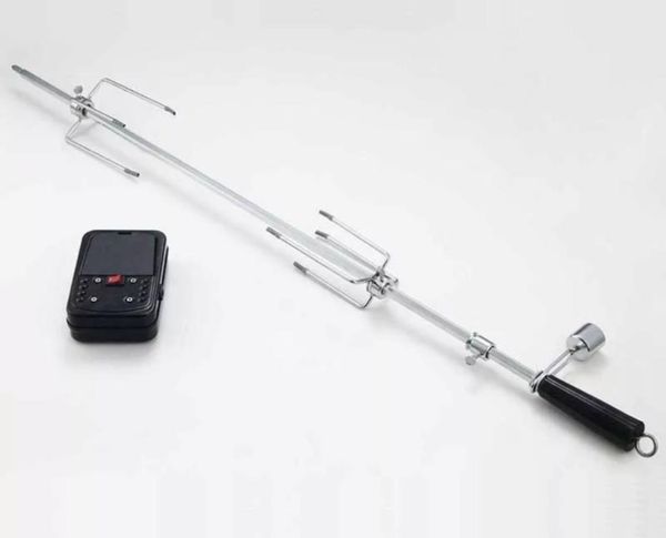 

980mm length skewers and battery motor with supports,bbq grill long skewer with 2 forks(prongs
