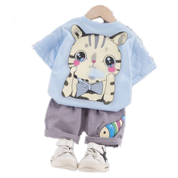 

new summer baby girl clothes suit children boys cotton cartoon t shirt shorts 2pcs/sets toddler fashion costume kids tracksuits, White