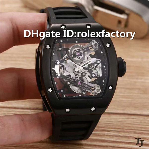 

2019 новый роскошный 038 мужские часы tourbillon автоматическая сапфир кристалл керамический корпус резиновый ремешок прозрачный корпус наза, Slivery;brown