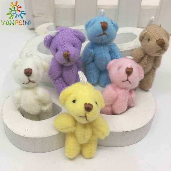 

new arrival 100pcs/lot cute mini 3.5cm joint bowtie teddy bear plush kawaii kids toys stuffed dolls wedding gift for children