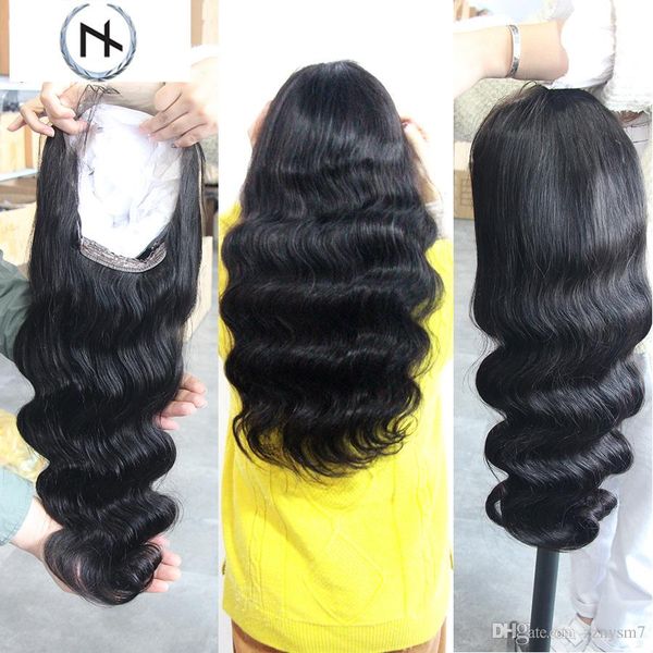 

full lace front human hair wigs pre plucked hairline brazilian body wave lace frontal wig with baby hair for women remy hair kf47, Black