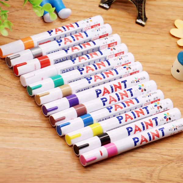 

12 colors waterproof car tyre tire tread cd metal permanent paint marker graffti oily marker macador caneta stationery