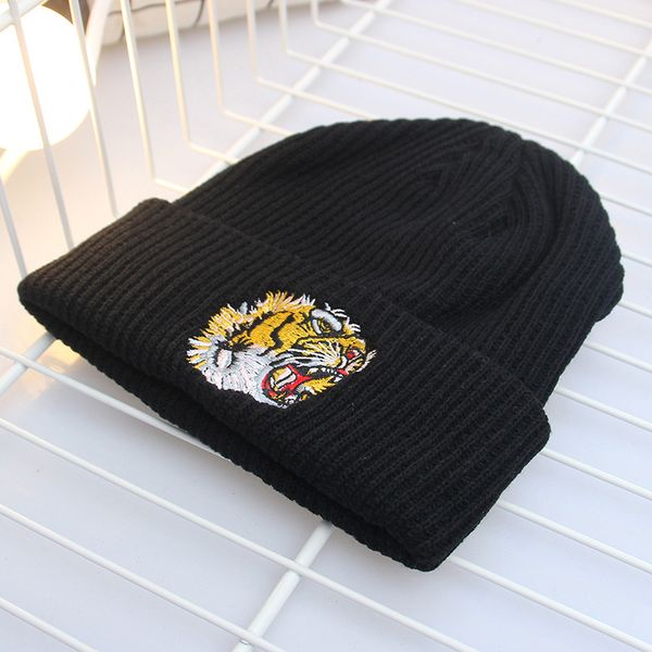 

embroidery tiger ski hats knitted hats for men for women fashion knitted winter hip hop style hat cap, Blue;gray