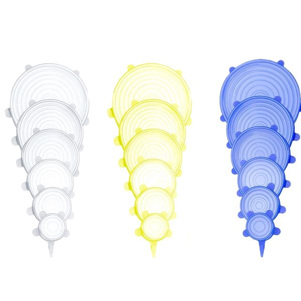 

silicone stretch lids, reusable durable & expandable lids to keep fresh,fit various sizes and shapes of containers cov