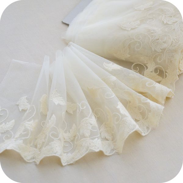 

leaf mesh embroidered cotton lace edge fabric trim clothing skirt doll accessories handmade diy decoration, Pink;blue