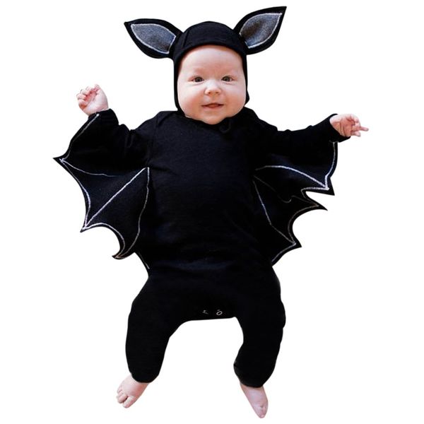 

2018 new fashion toddler newborn baby boys girls halloween cosplay costume romper hat outfits set novelty bat sleeve 14, Blue