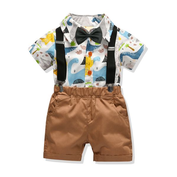 

Childrens Clothing Boys Childrens Clothing Summer Cotton Cartoon Print Short-Sleeve Shirt Shorts Three-Piece Suit Factory Direct