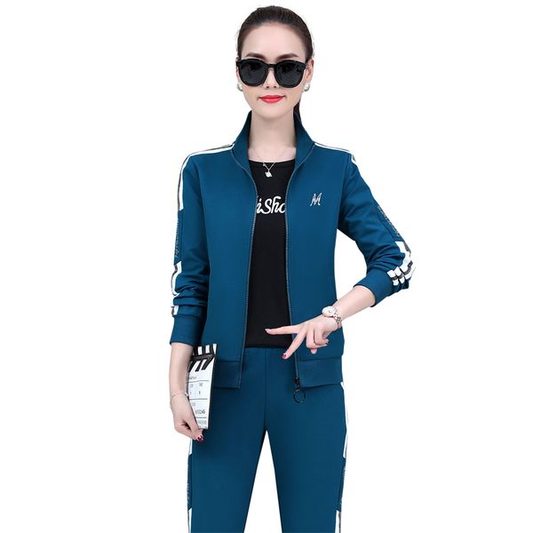 

sweatsuits женщины 3 шт наборы 9827 весна осень новое прибытие плюс размер костюмы женщин с длинным рукавом workout куртки + майка + бегуны, Gray