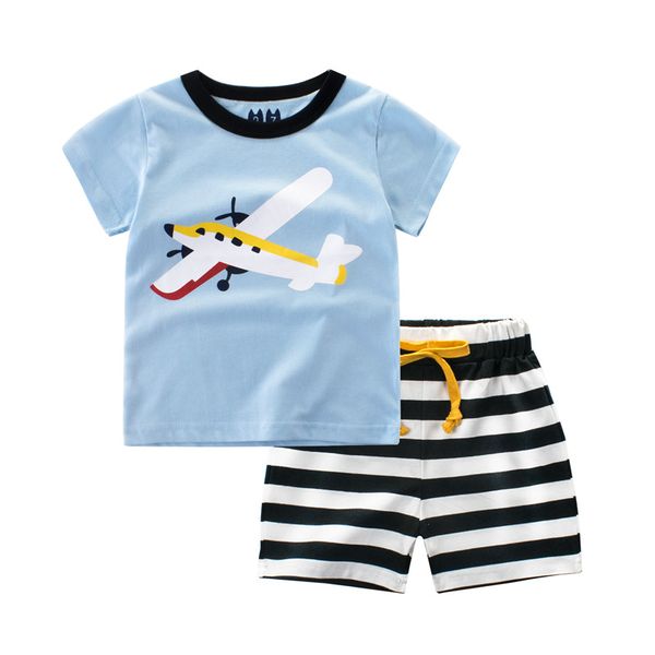 

kids boys clothing children summer boys clothes cartoon kids boy clothing set t-shit+pants 100% cotton, White