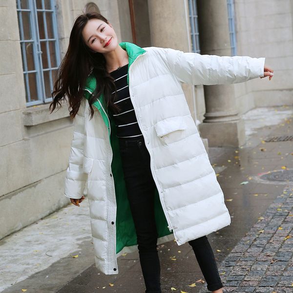

white duck down jackets woman clothes warm retro winter puffer jacket women parkas plus size mujer long coat female ll009, Black