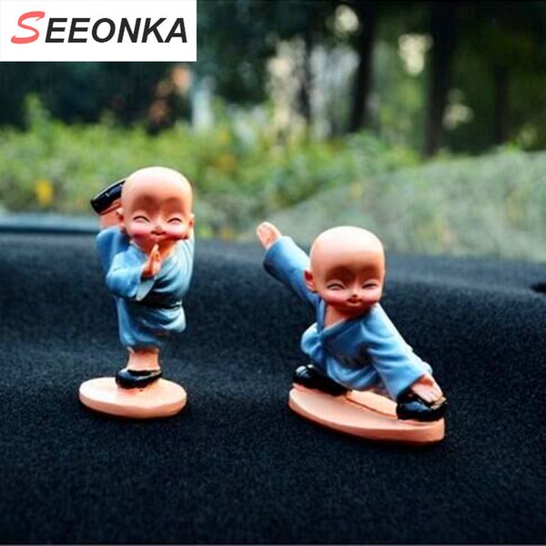 

4 pcs/ set cute car ornaments monks car decor creative safe and lovely dolls interior decor gifts resin blue coat