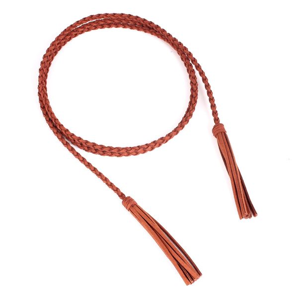 

145cm long gum plaiting rope braided belt female 2020 russia ladies slimming weaving tassel belts cinturones de marca n048, Black;brown