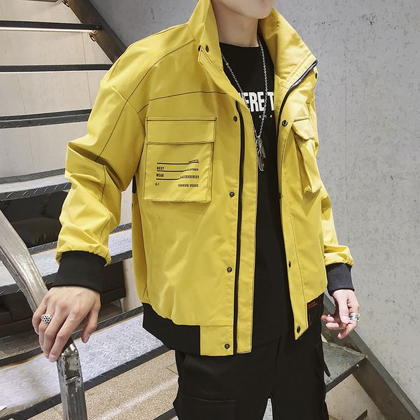 

2019 new men jacket hip hop loose casual windbreaker coats bomber jacket fashion male outwear mens brand clothing, Black;brown