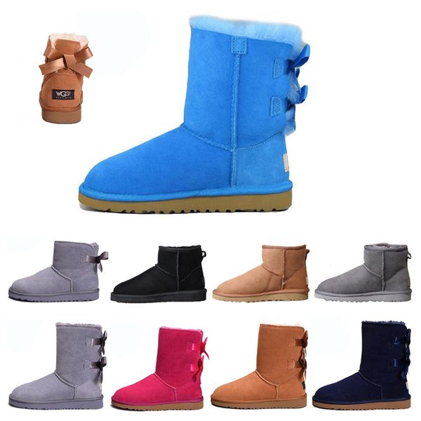 

2020 snow winter leather boots for women girl black grey chestnut coffee australia ankle kneel half long boots womens boots
