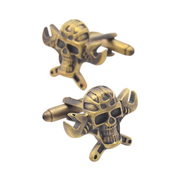 

punk gothic skull shirt cuff link halloween theme party gift mens cufflinks, Silver