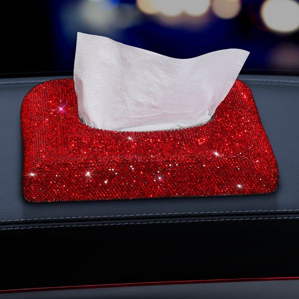 

shinny tissue box cover rectangular holder for home car office decor red white