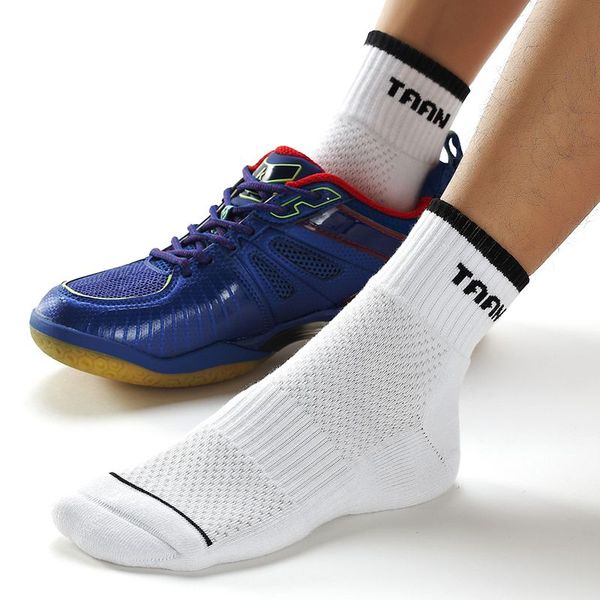 

3 pairs taan men's sports sock badminton tennis summer cotton socks skidproof knee-high towel socks t-342, Black