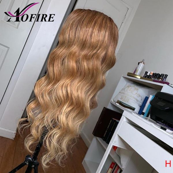 

ombre honey blonde 13x6 lace front human hair wigs body wave wig pre plucked with baby hair for women brazilian remy 150 density, Black;brown