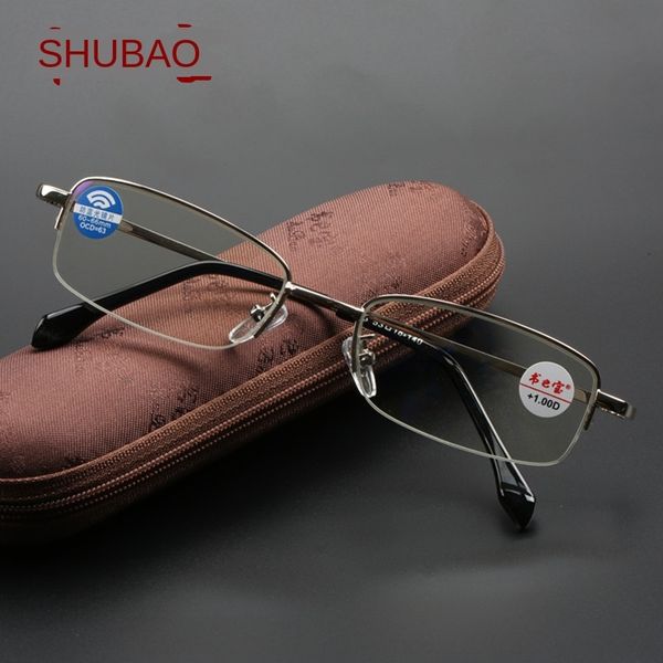 

anti-blue light resin anti-radiation presbyopic men's and women's book treasure presbyopic glasses metal half-frame brushed glasse, Silver