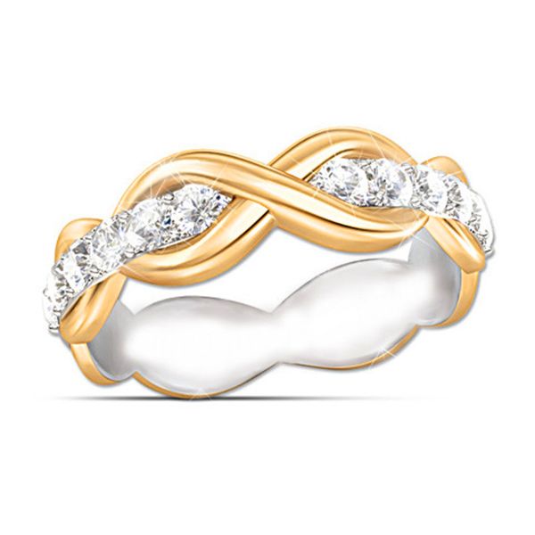 

cute famale crystal white zircon stone ring fashion silver rose gold color cross ring simple promise engagement rings for women, Slivery;golden