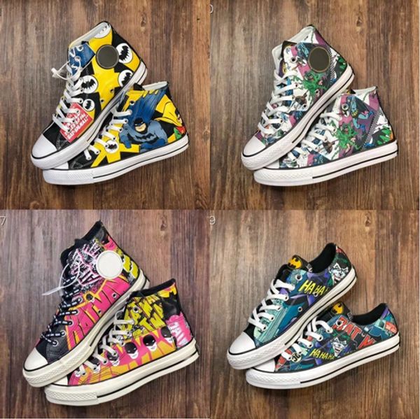 

1970s skate shoes classic 1970 canvas 80th anniversary jointly name play x batman skateboard star casual men women designer fashion sneakers, White;red