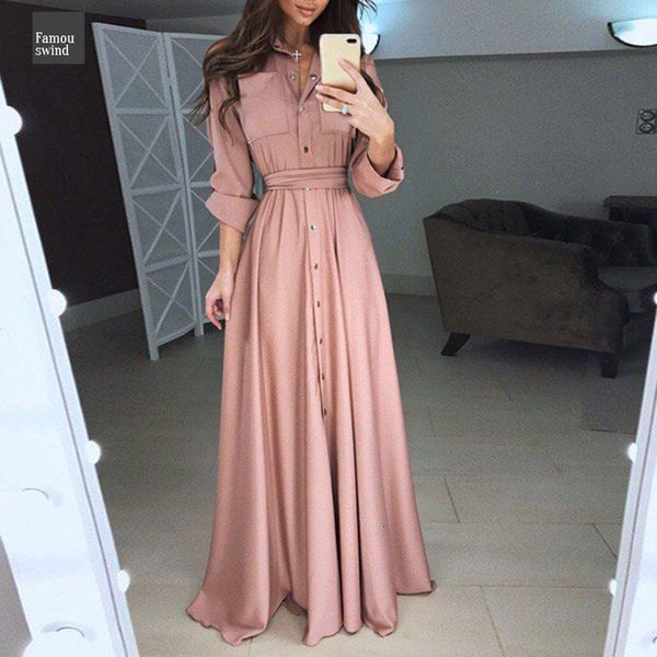 

элегантное платье партии женщины бинты с длинным рукавом мода maxi рубашка рубашка платья дамы однобортный кнопки длина пола vestidos ws9871, Black;gray