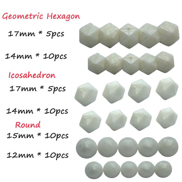 

50шт diy силиконовые бусины прорезыватель набор шестигранной круглый икосаэдр food grade шариков bpa free ожерелье уход изготовление игрушек