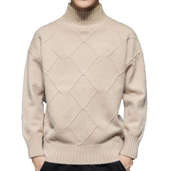 

2020 autumn korean version men's sweaters knitwear pullover long sleeve fashion city half high collar men's sweater j890, White;black