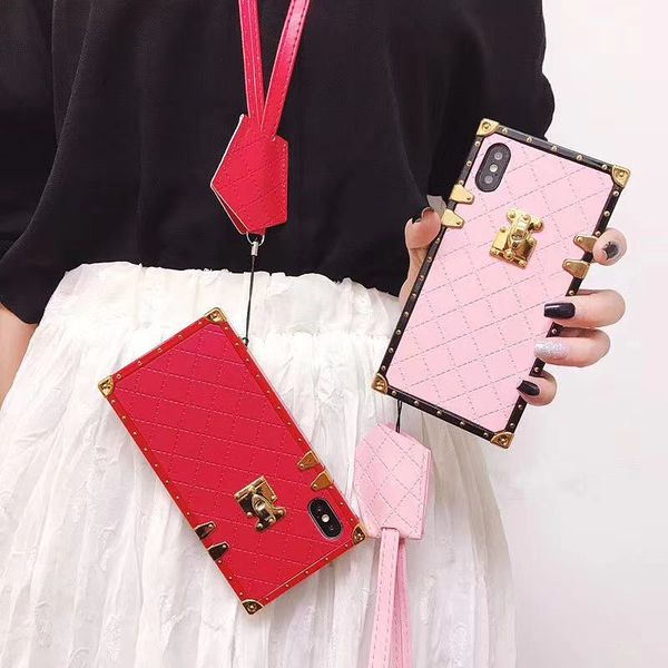 

luxury designer phone case for iphone 11 pro x xr xsmax grid leather phone case for iphone 7 7plus 8 8plus