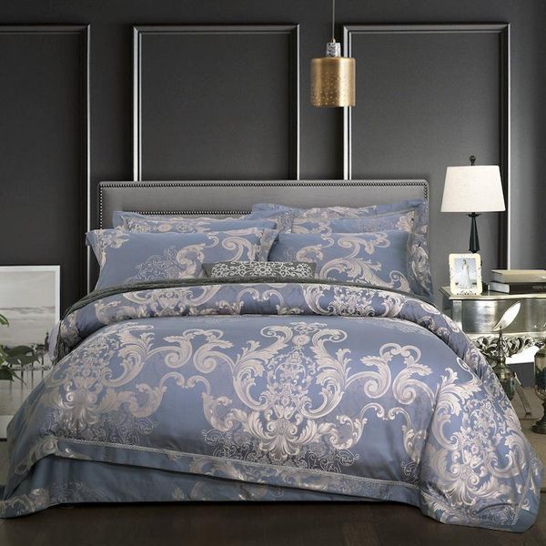 

60s silk cotton jacquard baroque classics bedding set silky duvet cover bed sheet pillowcases  king size 4pcs