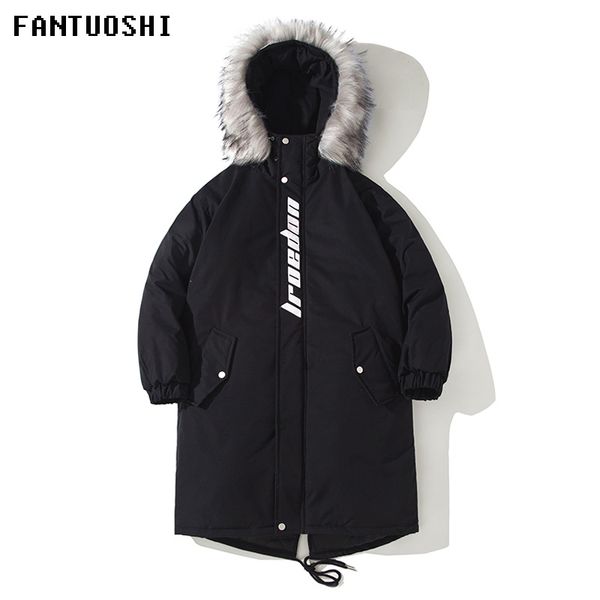 

men's winter jacket and coats 2019 new fashion slim-fit casual thick warm long hooded parka waterproof jacket big size 5xl, Black