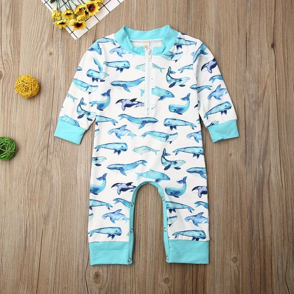 

autumn infant newborn baby boy girl dolphins romper jumpsuit outfits clothes