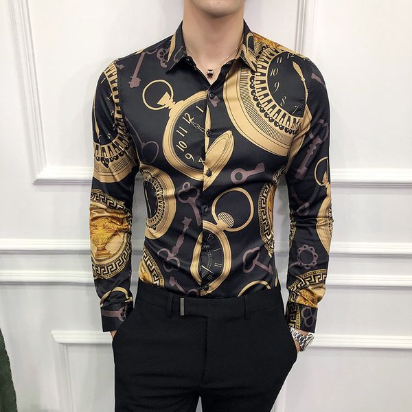 

fashion men shirt long sleeve mens dress shirts streetwear casual slim fit chemise homme casual turn down collar shirt for men, White;black