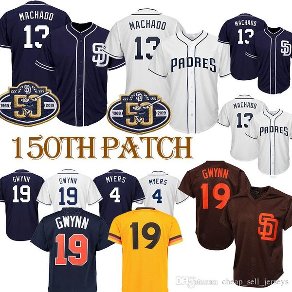 

San Diego 19 Tony Gwynn Padre Jerseys 4 Wil Meyers 13 Manny Machado Baseball Jerseys