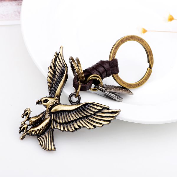 

eagle women men jewelry key chain new handbags pendant genuine leather key chain chains wholesale, Silver