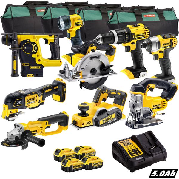 

Dewalt 18v xr cordle li ion 9pc mon ter kit 4 x 5 0ah batterie charger