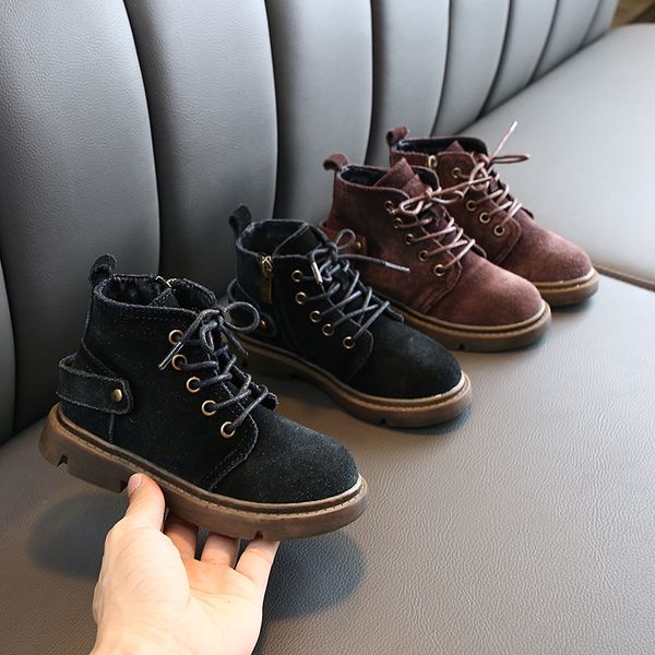

fashion ankle boots for boys and girls autumn winter suede leather boots children shoes little boys black gilrs shoes zip, Black;grey