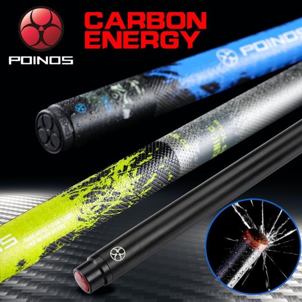 

poinos carbon fiber technology pool cue stick billiard cue 3 colors 13mm hell fire tip high-quality pu wrap joint 2019