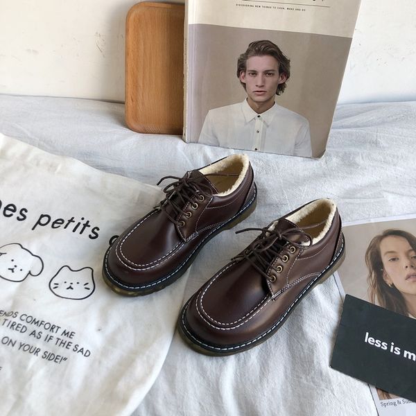 

casual woman shoe women shoes 2019 british style autumn all-match shallow mouth modis female footwear round toe oxfords women's, Black