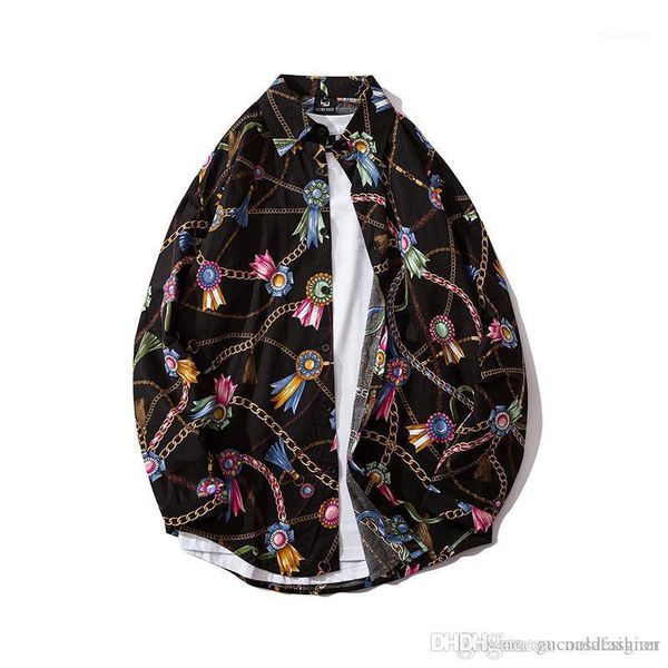 

shirts fashion designer couple clothes spring women floral printed blouse female lapel neck, White