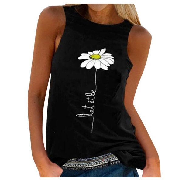 

bandages summer shirts women fashion casual sleeveless o neck print flower plus size s-5xl women's clothing tees, White