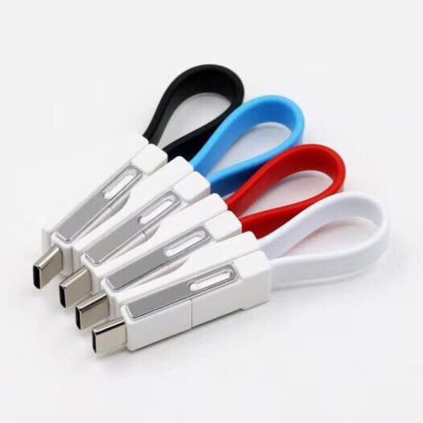 

3 in 1 Key Phone Chain USB Magnetic Charging Cable Sync Data Cable For iPhone Android Type-C Mini Portable Mobile Phone Charger 200pcs