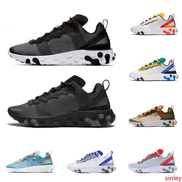 

2020 react element 55 87 men womens running shoes solar red triple black moss gold ranger mens sports sneaker trainers size 36-45